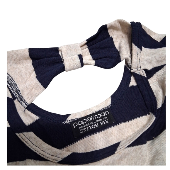 Papermoon Striped Navy Blue - Beige Pullover Sweater Womens XS - Picture 6 of 8